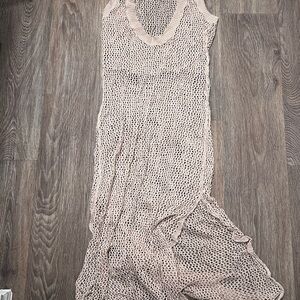 Elegant Beige Knit Maxi Dress
